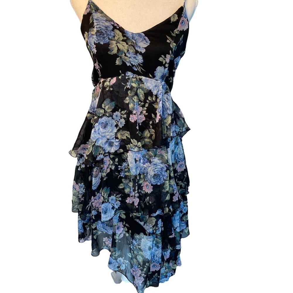 Abercrombie & Fitch tiered floral ruffle dress asymmetrical medium tall
